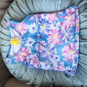 Teaze Girl's floral tank with lace trim and ribbon embellishment
